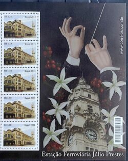 C 3086 Selo Estacao Ferroviaria Julio Prestes Trem 2011 Vinheta 5 Unidades