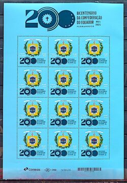 C 4157 Selo Bicentenario Confederacao do Equador Brasao Mao Pernambuco 2024 Folha