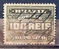 D 1 Selo Deposito Cifra Horizontal 100 Reis 1913 1