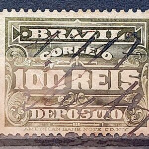 D 1 Selo Deposito Cifra Horizontal 100 Reis 1913 1