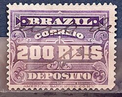 D 2 Selo Deposito Cifra Horizontal 200 Reis 1913 1