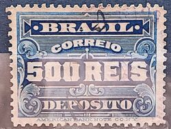 D 3 Selo Deposito Cifra Horizontal 500 Reis 1913 2