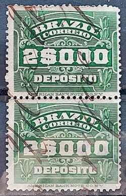 D 5 Selo Deposito Cifra Horizontal 2_000 Reis 1913 Dupla Vertical