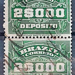 D 5 Selo Deposito Cifra Horizontal 2_000 Reis 1913 Dupla Vertical