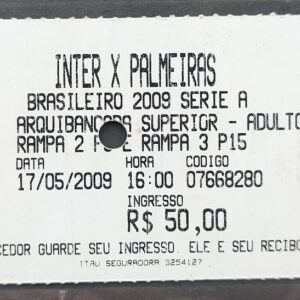 Ingresso Jogo Futebol Inter vs Palmeiras 2009