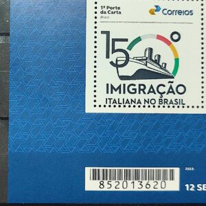 SI 24 Selo Institucional Imigracao Italiana no Brasil Navio Historia 2024 Codigo de Barras