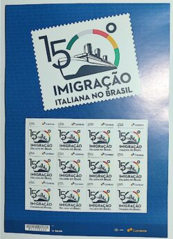 SI 24 Selo Institucional Imigracao Italiana no Brasil Navio Historia 2024 Folha
