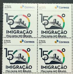 SI 24 Selo Institucional Imigracao Italiana no Brasil Navio Historia 2024 Quadra