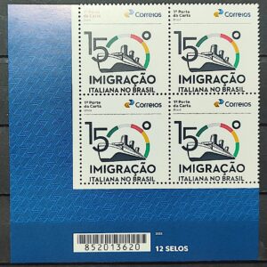 SI 24 Selo Institucional Imigracao Italiana no Brasil Navio Historia 2024 Quadra Codigo de Barras