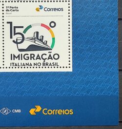 SI 24 Selo Institucional Imigracao Italiana no Brasil Navio Historia 2024 Vinheta Correios