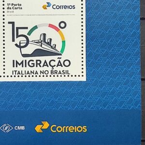 SI 24 Selo Institucional Imigracao Italiana no Brasil Navio Historia 2024 Vinheta Correios