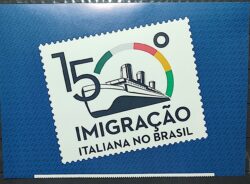 SI 24 Vinheta do Selo Institucional Imigracao Italiana no Brasil Navio Historia 2024