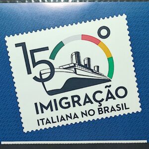 SI 24 Vinheta do Selo Institucional Imigracao Italiana no Brasil Navio Historia 2024