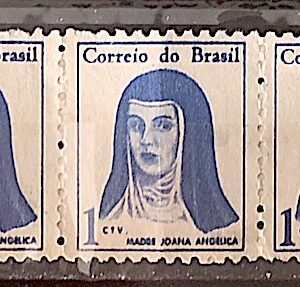 Selo Regular RHM 526 Mulheres Famosas Madre Joana Angelica Religiao 1967 5 Unidades