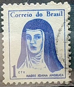 Selo Regular RHM 526 Mulheres Famosas Madre Joana Angelica Religiao 1967 Circulado 10