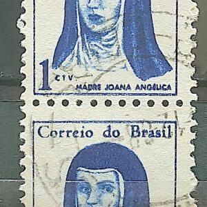 Selo Regular RHM 526 Mulheres Famosas Madre Joana Angelica Religiao 1967 Dupla Circulado 2