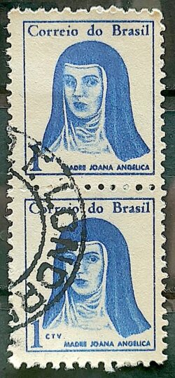 Selo Regular RHM 526 Mulheres Famosas Madre Joana Angelica Religiao 1967 Dupla Circulado 3