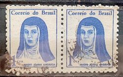 Selo Regular RHM 526 Mulheres Famosas Madre Joana Angelica Religiao 1967 Dupla Circulado 4