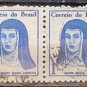 Selo Regular RHM 526 Mulheres Famosas Madre Joana Angelica Religiao 1967 Dupla Circulado 4