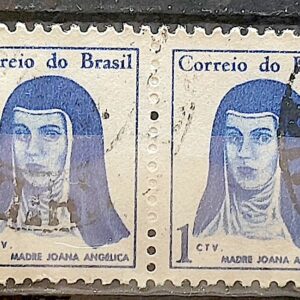 Selo Regular RHM 526 Mulheres Famosas Madre Joana Angelica Religiao 1967 Dupla Circulado 5