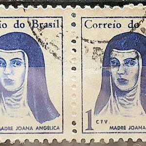 Selo Regular RHM 526 Mulheres Famosas Madre Joana Angelica Religiao 1967 Dupla Circulado 6