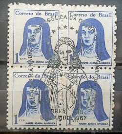 Selo Regular RHM 526 Mulheres Famosas Madre Joana Angelica Religiao 1967 Quadra CBC