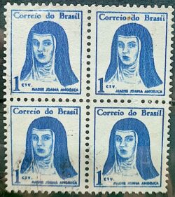 Selo Regular RHM 526 Mulheres Famosas Madre Joana Angelica Religiao 1967 Quadra Circulado 1