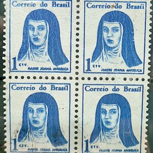 Selo Regular RHM 526 Mulheres Famosas Madre Joana Angelica Religiao 1967 Quadra Circulado 1