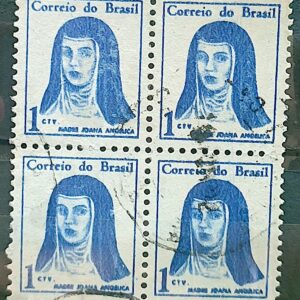 Selo Regular RHM 526 Mulheres Famosas Madre Joana Angelica Religiao 1967 Quadra Circulado 2