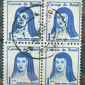 Selo Regular RHM 526 Mulheres Famosas Madre Joana Angelica Religiao 1967 Quadra Circulado 4