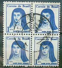 Selo Regular RHM 526 Mulheres Famosas Madre Joana Angelica Religiao 1967 Quadra Circulado 5