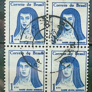 Selo Regular RHM 526 Mulheres Famosas Madre Joana Angelica Religiao 1967 Quadra Circulado 5