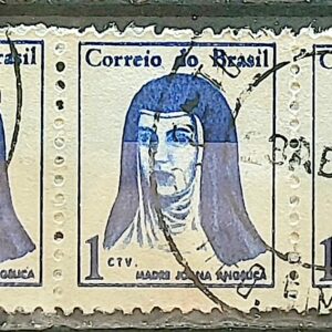 Selo Regular RHM 526 Mulheres Famosas Madre Joana Angelica Religiao 1967 Terno Circulado 2