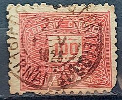 Selo Taxa Devida 100 Reis 1919 Circulado 2