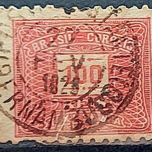 Selo Taxa Devida 100 Reis 1919 Circulado 2