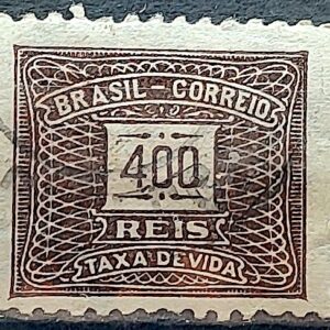 Selo Taxa Devida 400 Reis 1919 Circulado 1