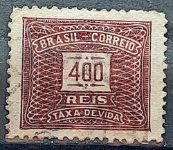 Selo Taxa Devida 400 Reis 1919 Circulado 2