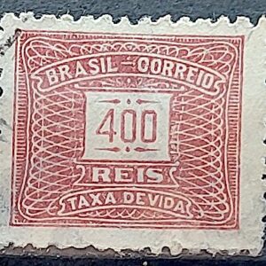 Selo Taxa Devida 400 Reis 1919 Circulado 3