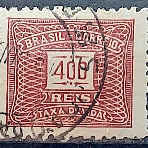 Selo Taxa Devida 400 Reis 1919 Circulado 4