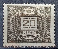 X 42 Selo Taxa Devida 20 Reis Sem Filigrana 1919