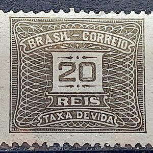 X 42 Selo Taxa Devida 20 Reis Sem Filigrana 1919