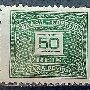 X 43 Selo Taxa Devida 50 Reis Sem Filigrana 1919