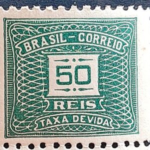 X 43E Selo Taxa Devida 50 Reis Sem Filigrana 1922