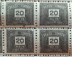 X 55 Selo Taxa Devida 20 Reis Filigrana F 1925 Quadra