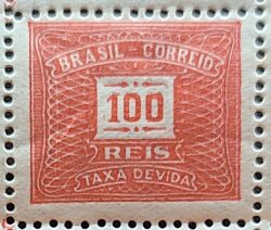 X 61 Selo Taxa Devida 100 Reis Filigrana H 1929 2