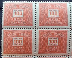 X 61 Selo Taxa Devida 100 Reis Filigrana H 1929 Quadra