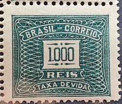 X 64 Selo Taxa Devida 1000 Reis Filigrana H 1929