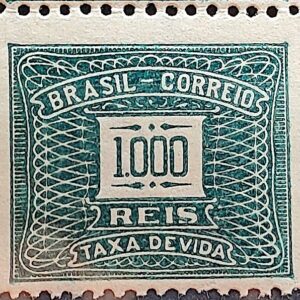 X 64 Selo Taxa Devida 1000 Reis Filigrana H 1929