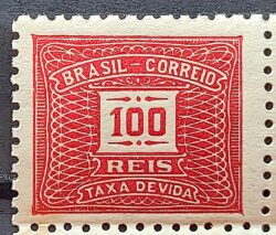 X 68 Selo Taxa Devida 100 Reis Filigrana K 1931