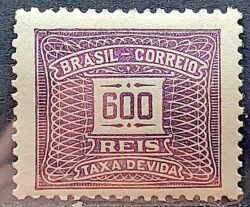 X 71 Selo Taxa Devida 600 Reis Filigrana K 1931